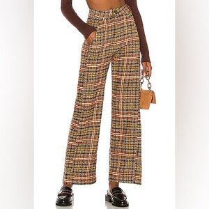 NWT! Free People - Shape Up Trouser - Plaid Wide-Leg Pants - Plaid - 100% Cotton